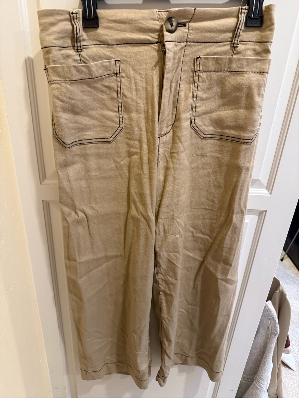 Maeve Colette khaki Wide-Leg crop pants